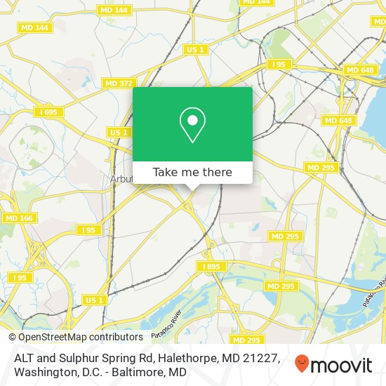 Mapa de ALT and Sulphur Spring Rd, Halethorpe, MD 21227