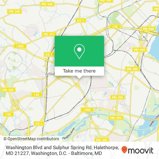 Mapa de Washington Blvd and Sulphur Spring Rd, Halethorpe, MD 21227