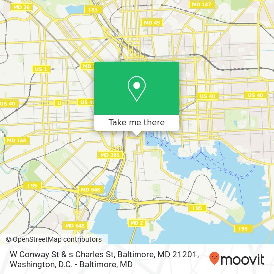 W Conway St & s Charles St, Baltimore, MD 21201 map