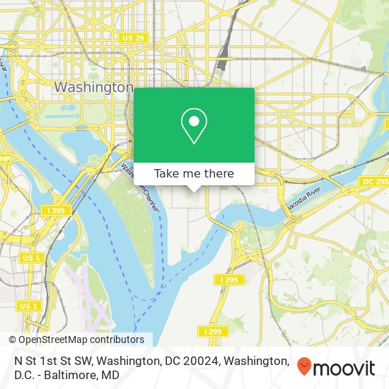 Mapa de N St 1st St SW, Washington, DC 20024