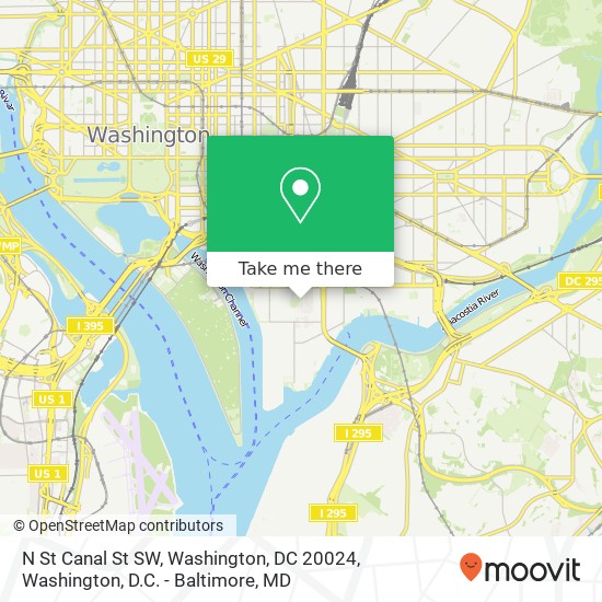 Mapa de N St Canal St SW, Washington, DC 20024