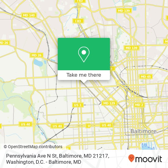 Mapa de Pennsylvania Ave N St, Baltimore, MD 21217