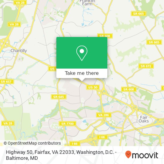 Highway 50, Fairfax, VA 22033 map