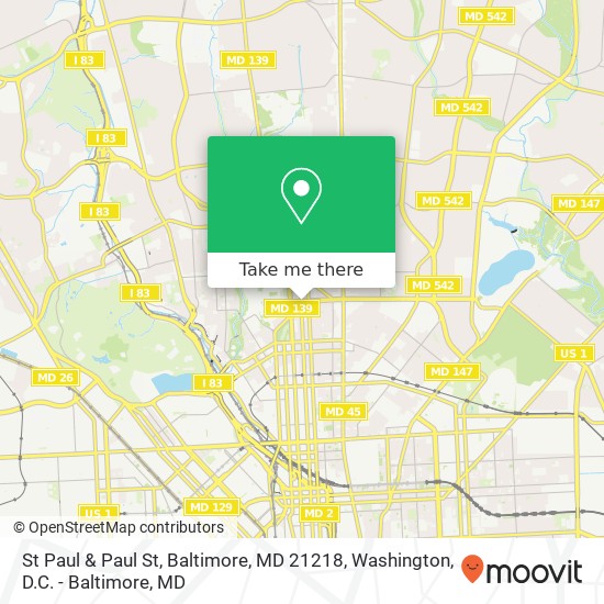 Mapa de St Paul & Paul St, Baltimore, MD 21218