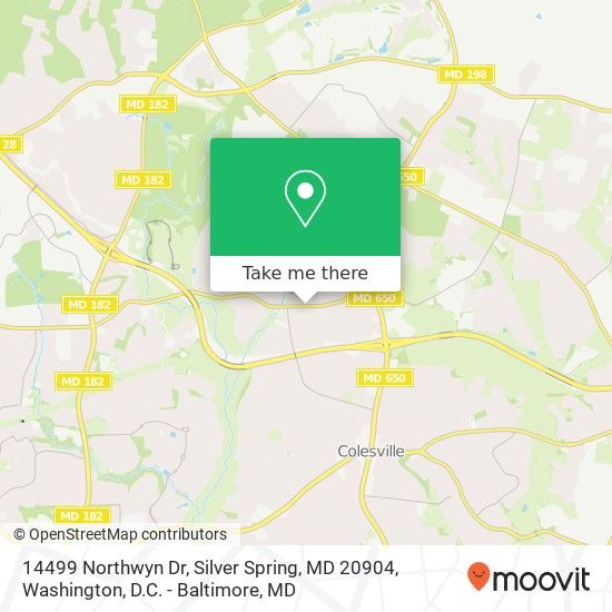 Mapa de 14499 Northwyn Dr, Silver Spring, MD 20904