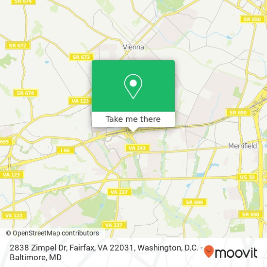 Mapa de 2838 Zimpel Dr, Fairfax, VA 22031