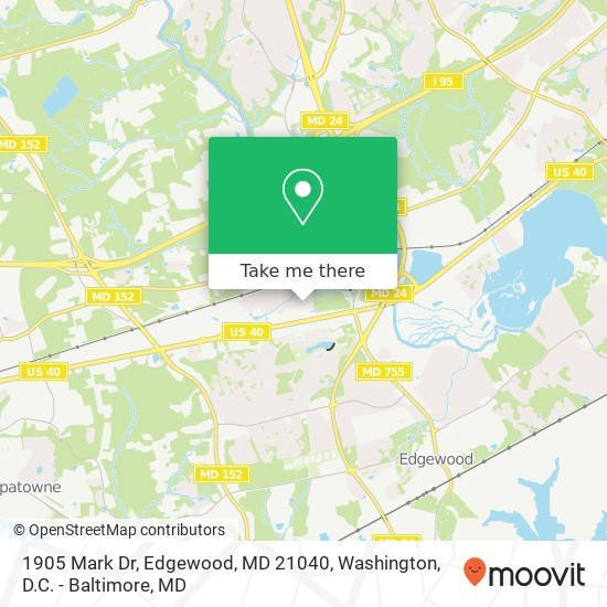 Mapa de 1905 Mark Dr, Edgewood, MD 21040