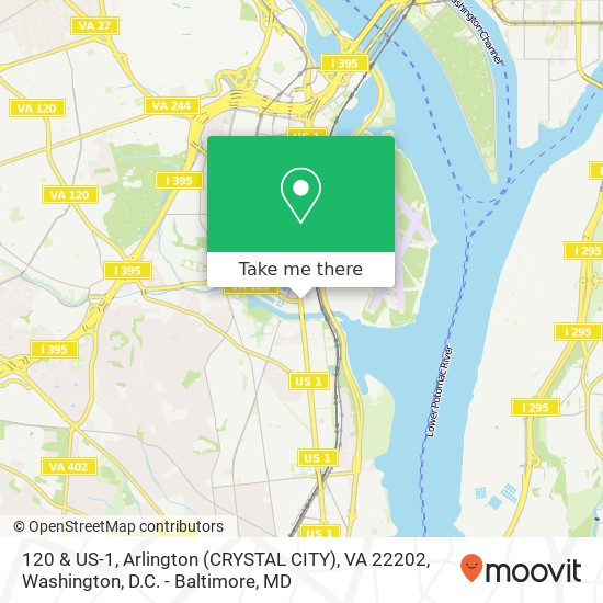 120 & US-1, Arlington (CRYSTAL CITY), VA 22202 map
