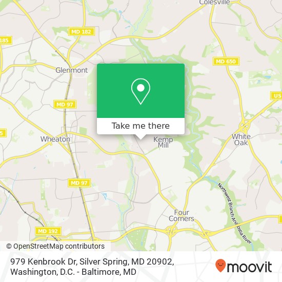 Mapa de 979 Kenbrook Dr, Silver Spring, MD 20902