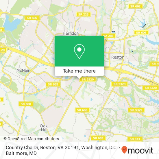 Mapa de Country Cha Dr, Reston, VA 20191