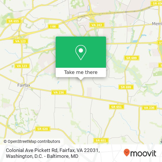 Mapa de Colonial Ave Pickett Rd, Fairfax, VA 22031
