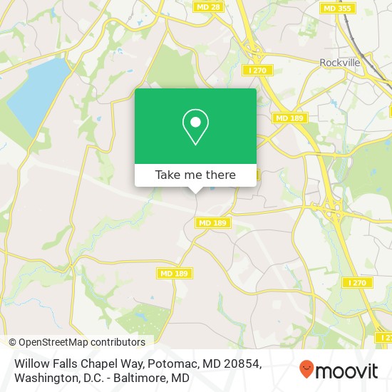 Mapa de Willow Falls Chapel Way, Potomac, MD 20854