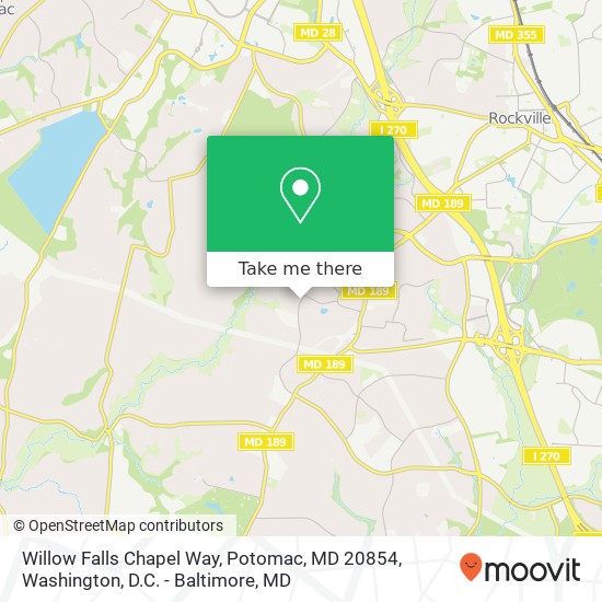 Mapa de Willow Falls Chapel Way, Potomac, MD 20854