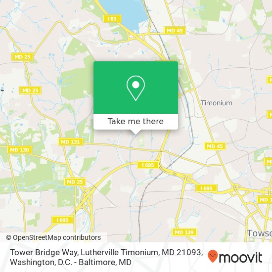 Tower Bridge Way, Lutherville Timonium, MD 21093 map