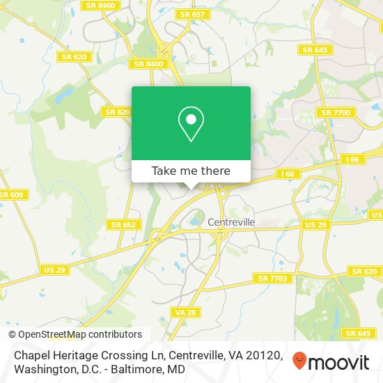 Mapa de Chapel Heritage Crossing Ln, Centreville, VA 20120