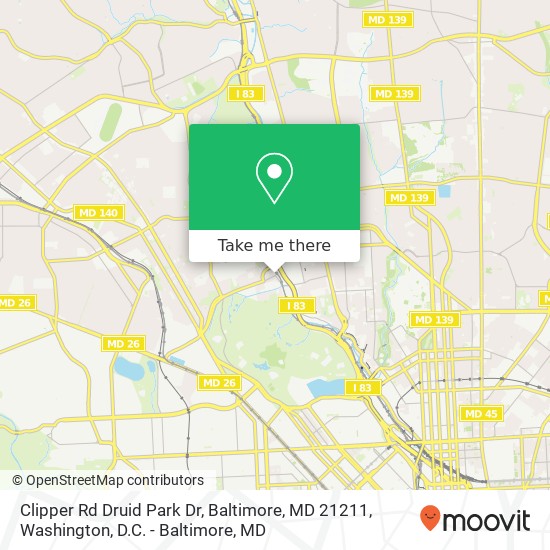 Mapa de Clipper Rd Druid Park Dr, Baltimore, MD 21211