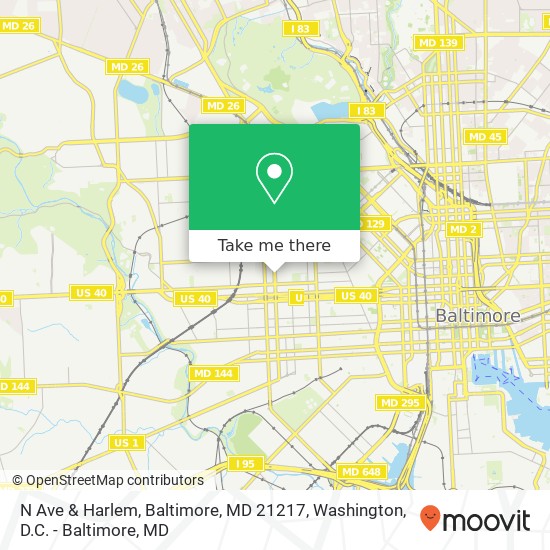 Mapa de N Ave & Harlem, Baltimore, MD 21217