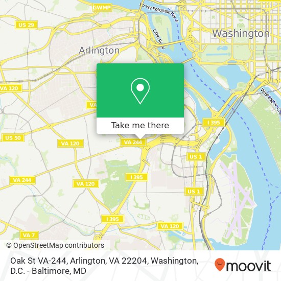 Mapa de Oak St VA-244, Arlington, VA 22204