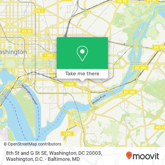 Mapa de 8th St and G St SE, Washington, DC 20003