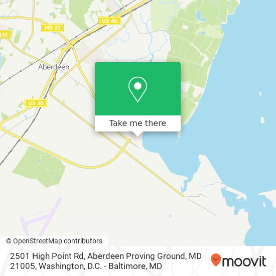 Mapa de 2501 High Point Rd, Aberdeen Proving Ground, MD 21005