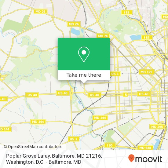 Mapa de Poplar Grove Lafay, Baltimore, MD 21216