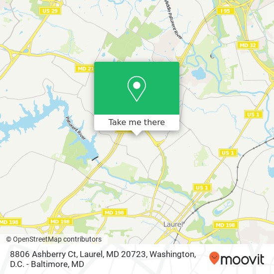 Mapa de 8806 Ashberry Ct, Laurel, MD 20723