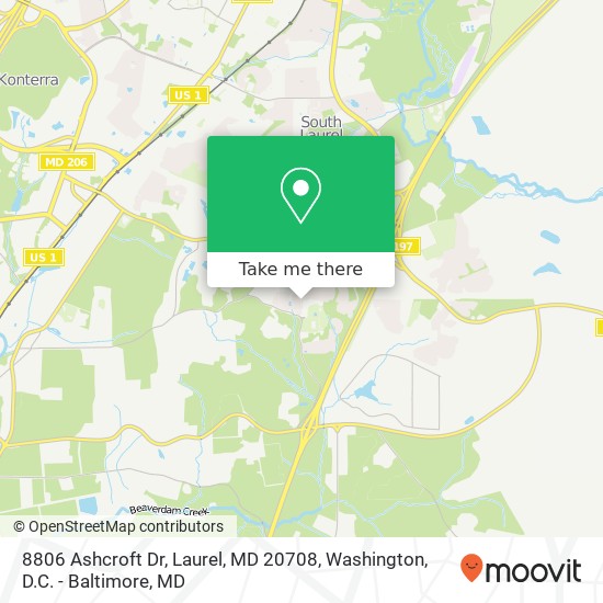 Mapa de 8806 Ashcroft Dr, Laurel, MD 20708