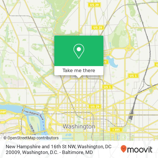 New Hampshire and 16th St NW, Washington, DC 20009 map