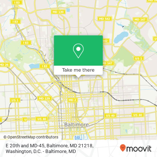 E 20th and MD-45, Baltimore, MD 21218 map