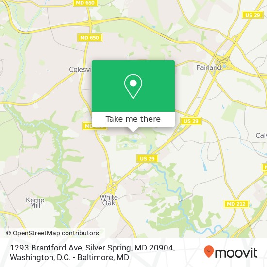 Mapa de 1293 Brantford Ave, Silver Spring, MD 20904