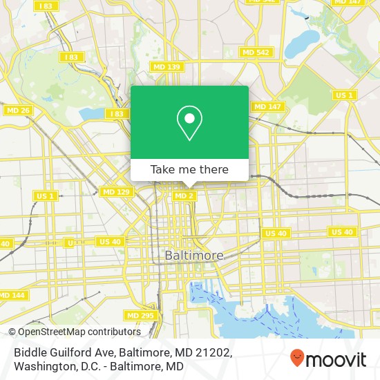 Mapa de Biddle Guilford Ave, Baltimore, MD 21202