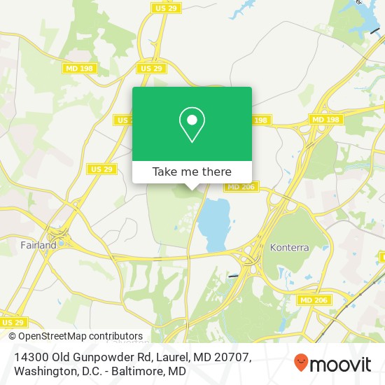 Mapa de 14300 Old Gunpowder Rd, Laurel, MD 20707