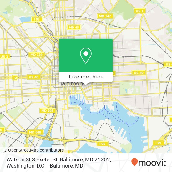 Watson St S Exeter St, Baltimore, MD 21202 map