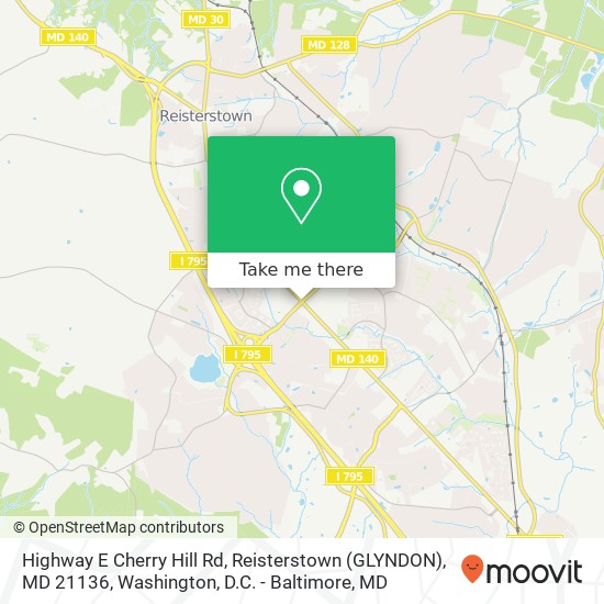 Mapa de Highway  E Cherry Hill Rd, Reisterstown (GLYNDON), MD 21136