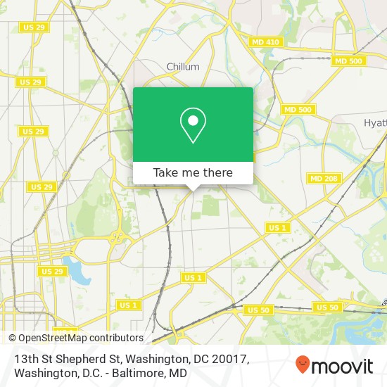 Mapa de 13th St Shepherd St, Washington, DC 20017