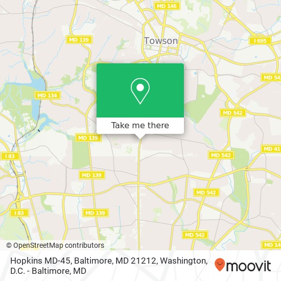 Mapa de Hopkins MD-45, Baltimore, MD 21212