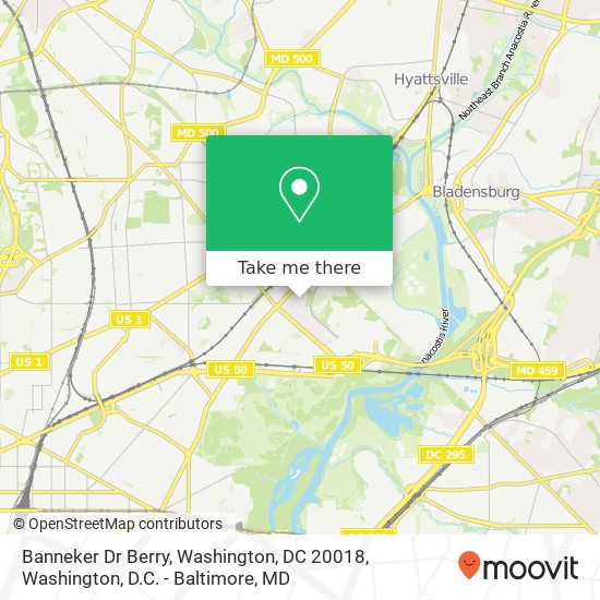 Banneker Dr Berry, Washington, DC 20018 map