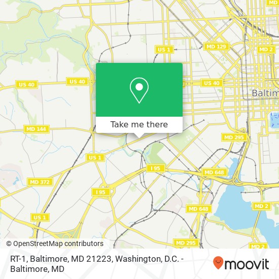 Mapa de RT-1, Baltimore, MD 21223