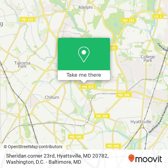 Mapa de Sheridan corner 23rd, Hyattsville, MD 20782