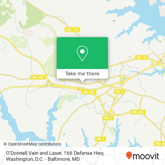 O'Donnell Vein and Laser, 166 Defense Hwy map