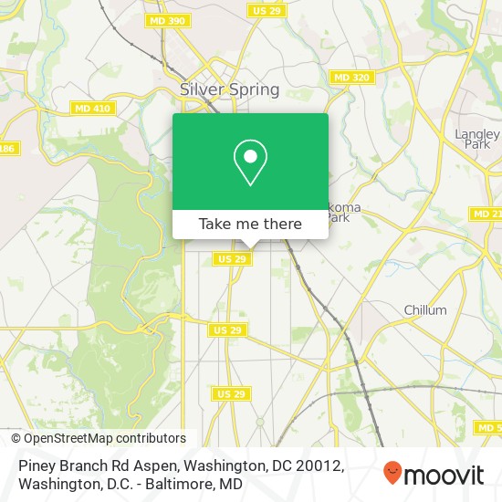 Mapa de Piney Branch Rd Aspen, Washington, DC 20012