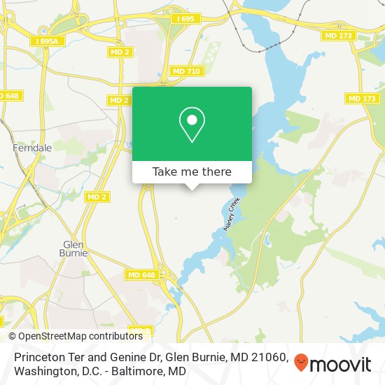 Mapa de Princeton Ter and Genine Dr, Glen Burnie, MD 21060