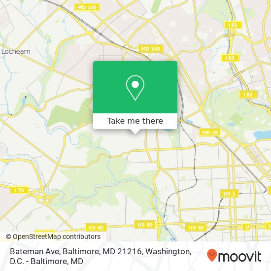 Bateman Ave, Baltimore, MD 21216 map