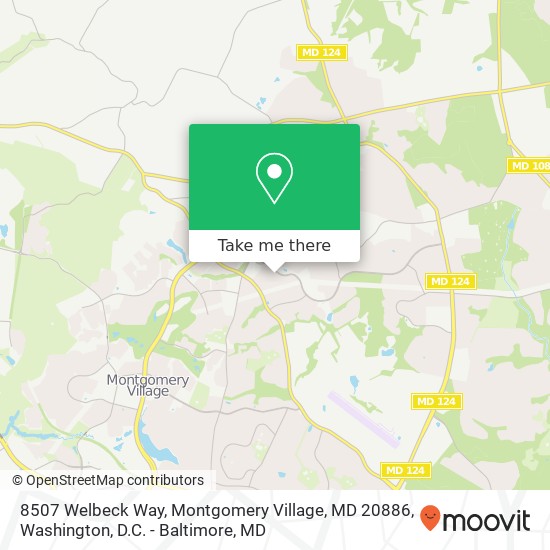 Mapa de 8507 Welbeck Way, Montgomery Village, MD 20886