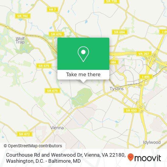 Mapa de Courthouse Rd and Westwood Dr, Vienna, VA 22180
