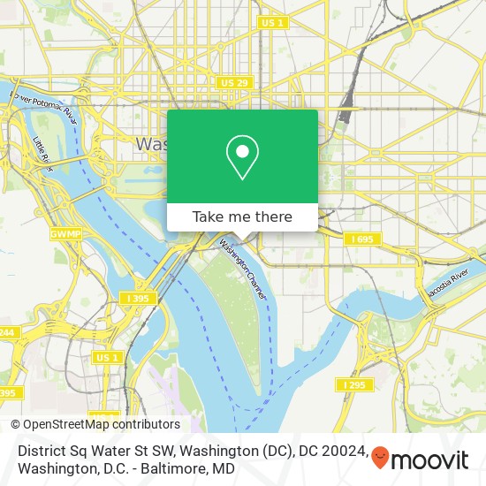 Mapa de District Sq Water St SW, Washington (DC), DC 20024