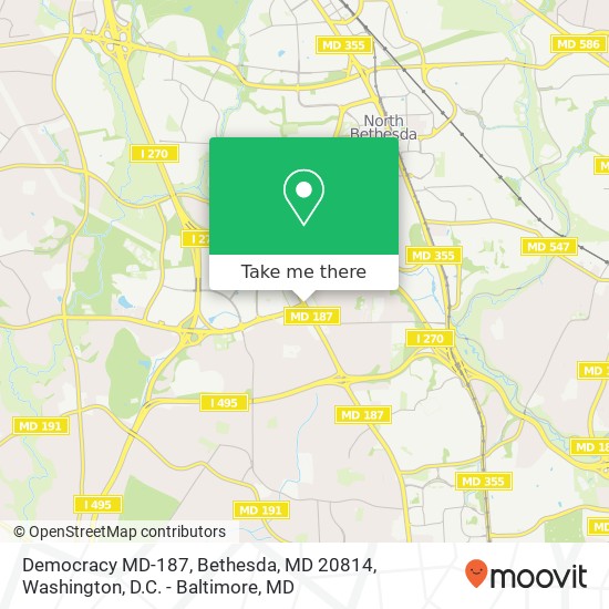 Democracy MD-187, Bethesda, MD 20814 map