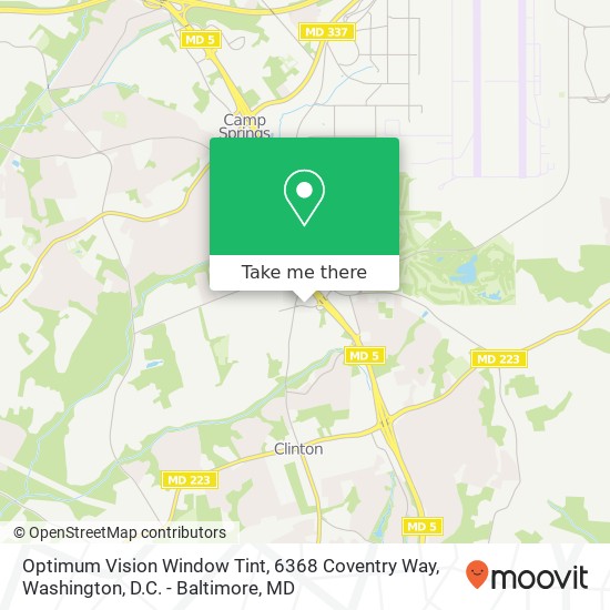Mapa de Optimum Vision Window Tint, 6368 Coventry Way