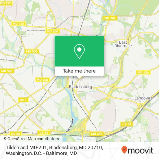 Tilden and MD-201, Bladensburg, MD 20710 map