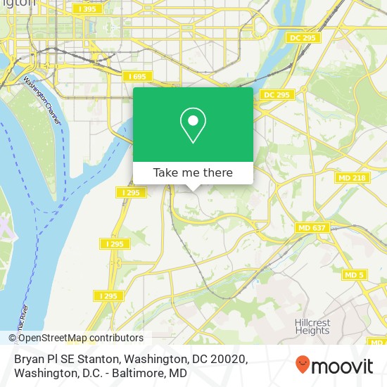 Mapa de Bryan Pl SE Stanton, Washington, DC 20020